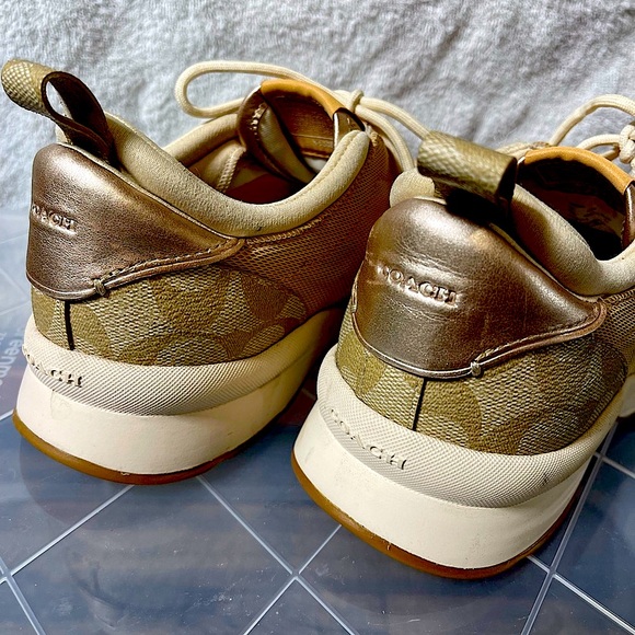 Coach Cream Sneakers with Chunky Sole and Soft Suede Upper - Picture 2 of 8